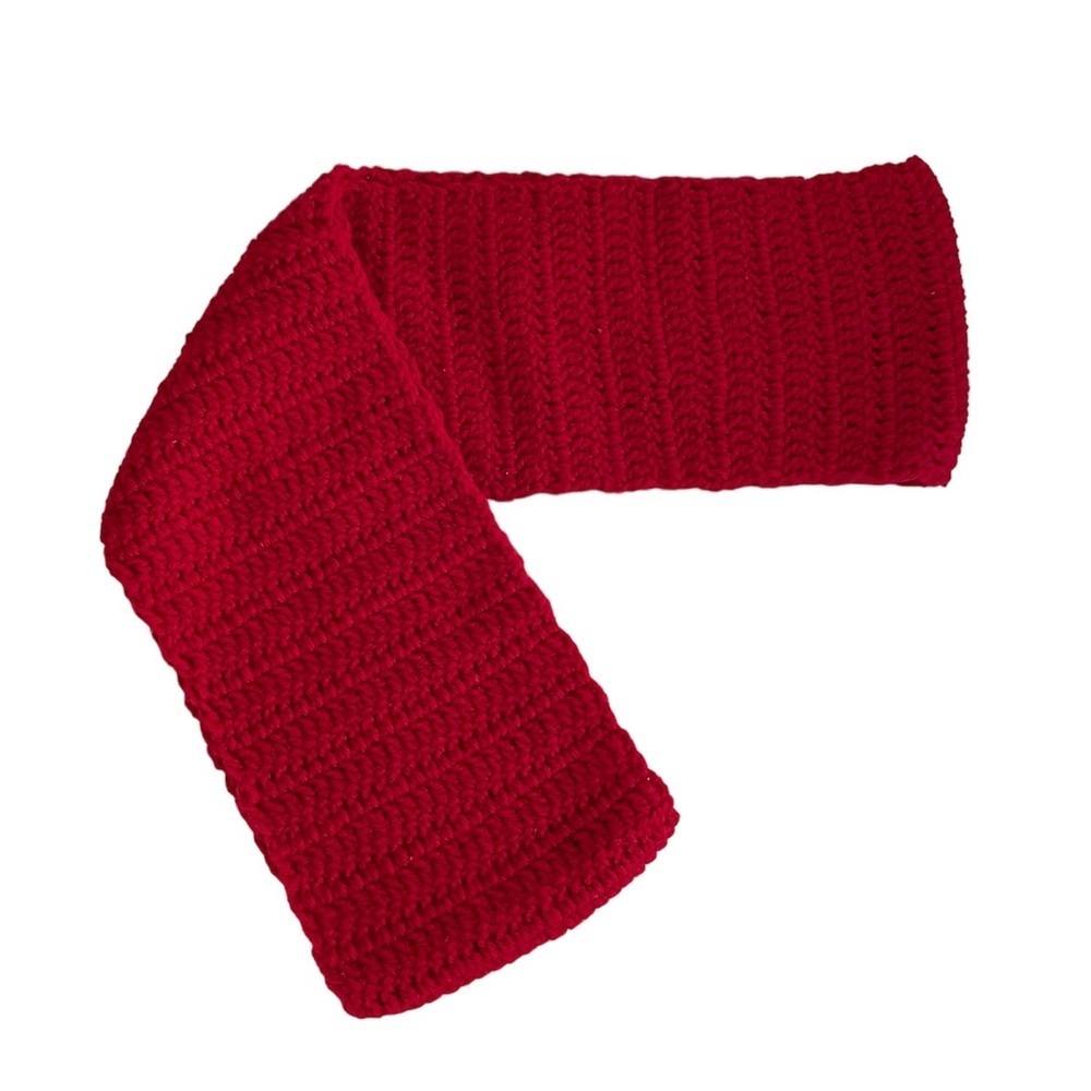 Handmade Crochet Infinity Solid Red Scarf
